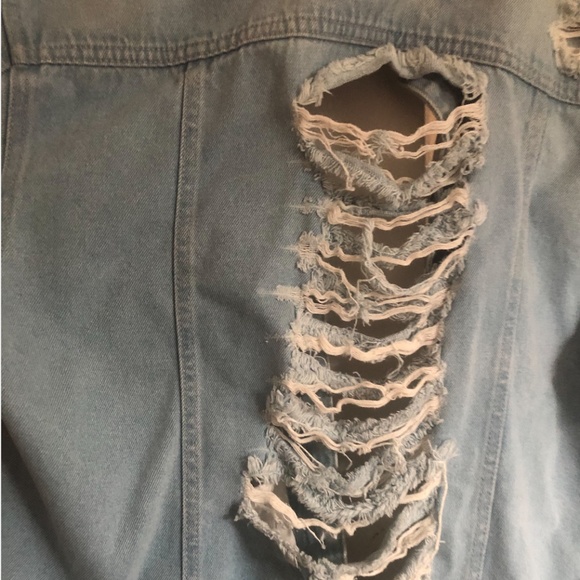 ASOS Ripped Light Wash Denim Jacket - Picture 2 of 2